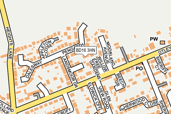 BD16 3HN map - OS OpenMap – Local (Ordnance Survey)