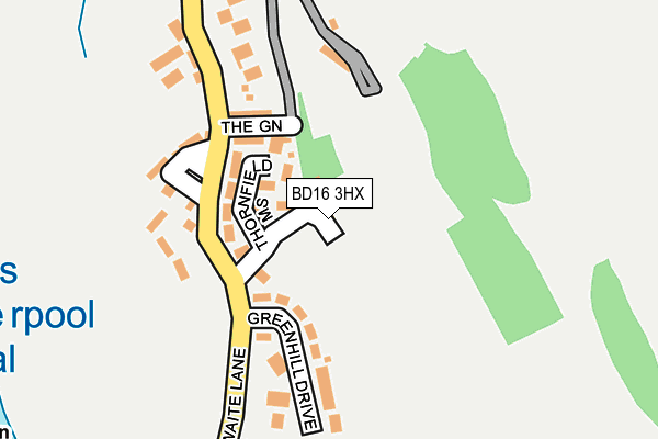 BD16 3HX map - OS OpenMap – Local (Ordnance Survey)
