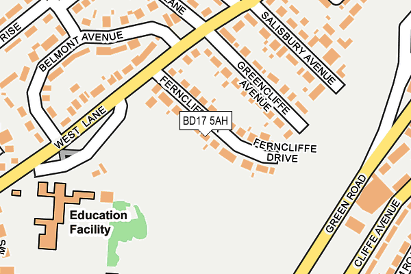 BD17 5AH map - OS OpenMap – Local (Ordnance Survey)