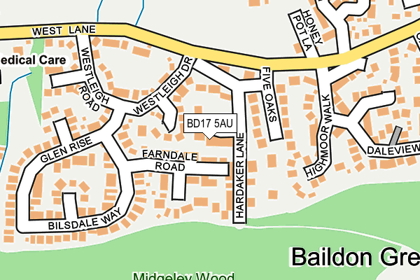 BD17 5AU map - OS OpenMap – Local (Ordnance Survey)