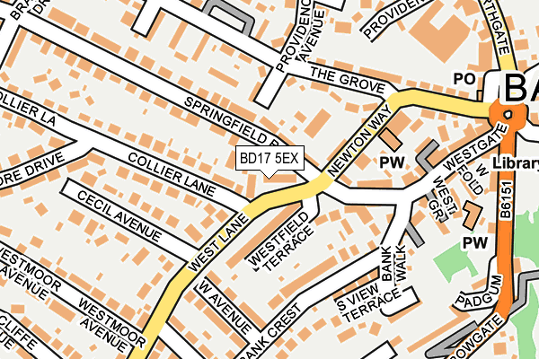 BD17 5EX map - OS OpenMap – Local (Ordnance Survey)