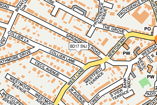 BD17 5NJ map - OS OpenMap – Local (Ordnance Survey)
