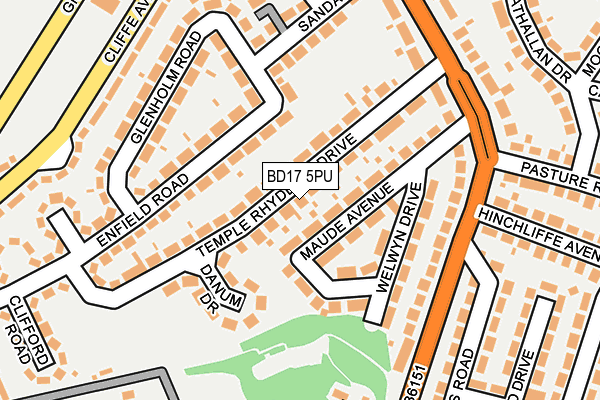 BD17 5PU map - OS OpenMap – Local (Ordnance Survey)