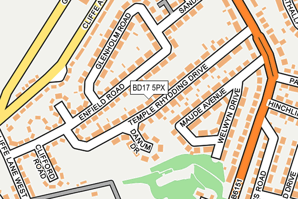 BD17 5PX map - OS OpenMap – Local (Ordnance Survey)