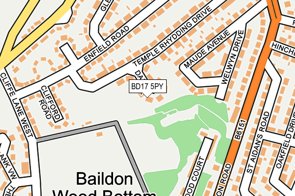 BD17 5PY map - OS OpenMap – Local (Ordnance Survey)