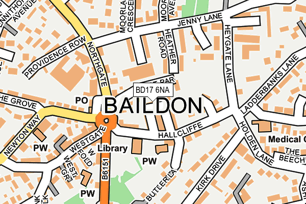 BD17 6NA map - OS OpenMap – Local (Ordnance Survey)