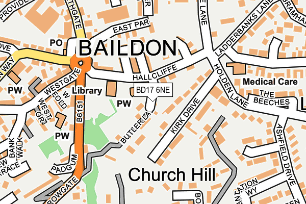 BD17 6NE map - OS OpenMap – Local (Ordnance Survey)