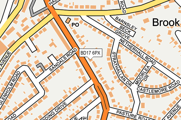 BD17 6PX map - OS OpenMap – Local (Ordnance Survey)