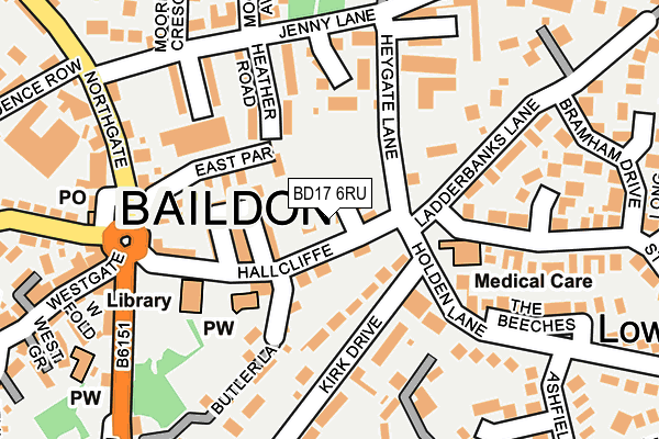 BD17 6RU map - OS OpenMap – Local (Ordnance Survey)