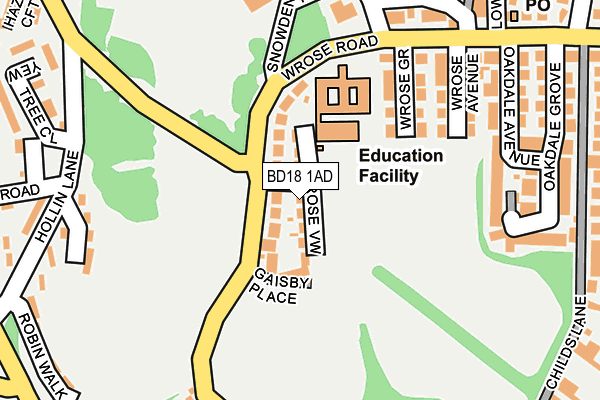 BD18 1AD map - OS OpenMap – Local (Ordnance Survey)