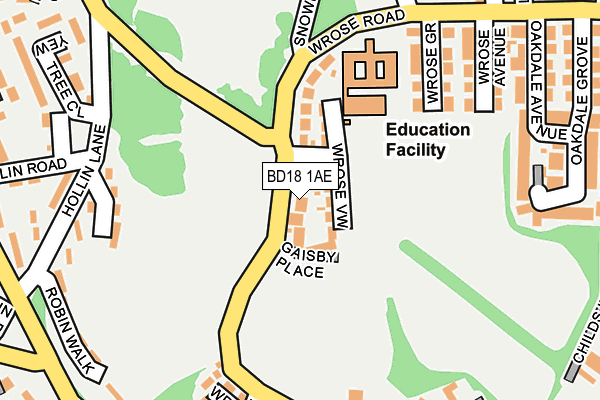 BD18 1AE map - OS OpenMap – Local (Ordnance Survey)