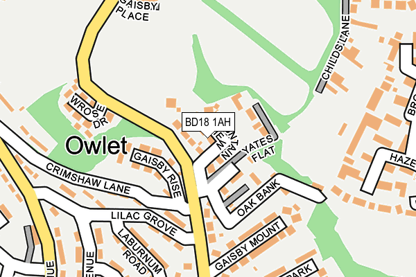 BD18 1AH map - OS OpenMap – Local (Ordnance Survey)