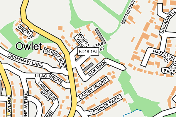 BD18 1AJ map - OS OpenMap – Local (Ordnance Survey)