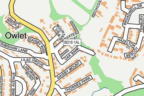 BD18 1AL map - OS OpenMap – Local (Ordnance Survey)