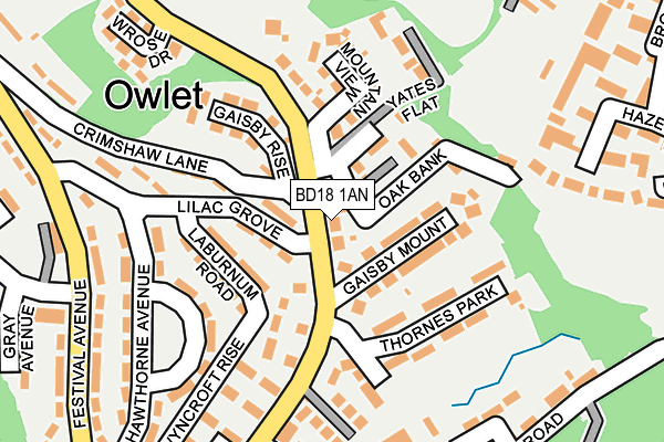 BD18 1AN map - OS OpenMap – Local (Ordnance Survey)