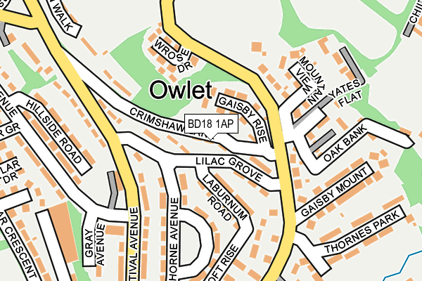 BD18 1AP map - OS OpenMap – Local (Ordnance Survey)