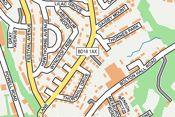 BD18 1AX map - OS OpenMap – Local (Ordnance Survey)