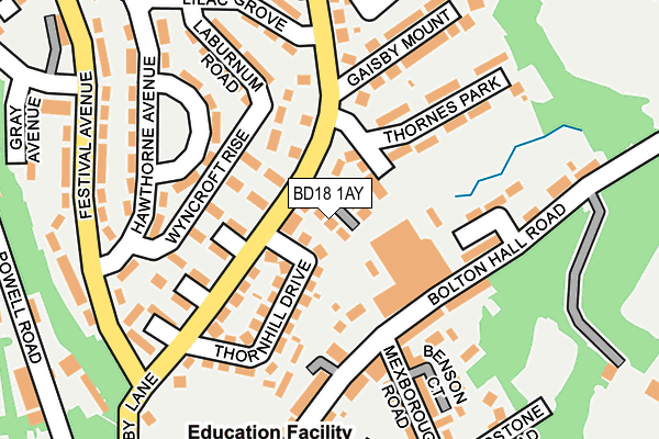 BD18 1AY map - OS OpenMap – Local (Ordnance Survey)