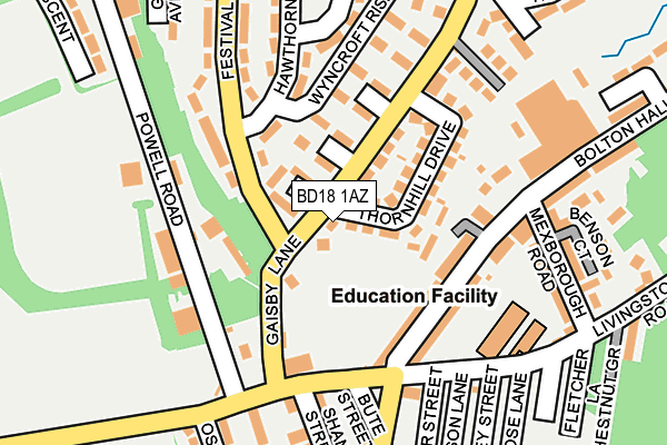 BD18 1AZ map - OS OpenMap – Local (Ordnance Survey)
