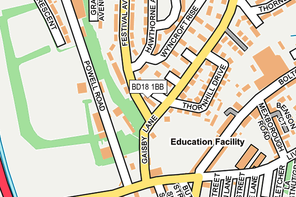 BD18 1BB map - OS OpenMap – Local (Ordnance Survey)