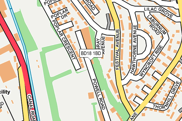 BD18 1BD map - OS OpenMap – Local (Ordnance Survey)