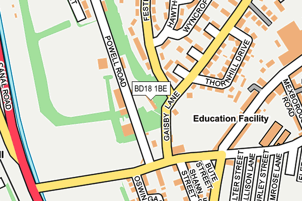 BD18 1BE map - OS OpenMap – Local (Ordnance Survey)