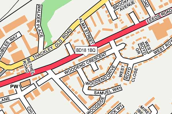 BD18 1BQ map - OS OpenMap – Local (Ordnance Survey)