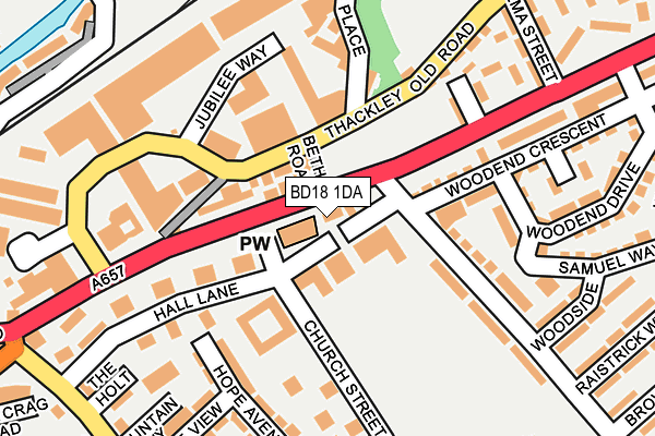 BD18 1DA map - OS OpenMap – Local (Ordnance Survey)