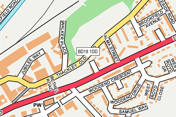 BD18 1DD map - OS OpenMap – Local (Ordnance Survey)