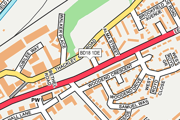 BD18 1DE map - OS OpenMap – Local (Ordnance Survey)