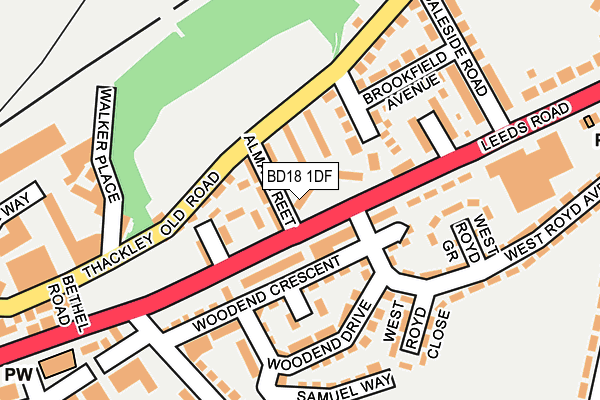 BD18 1DF map - OS OpenMap – Local (Ordnance Survey)