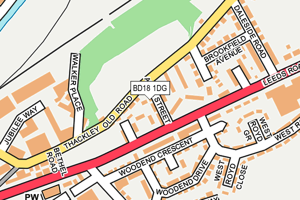 BD18 1DG map - OS OpenMap – Local (Ordnance Survey)