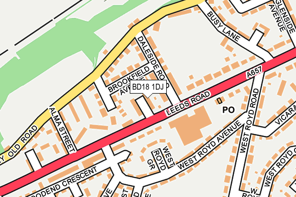BD18 1DJ map - OS OpenMap – Local (Ordnance Survey)