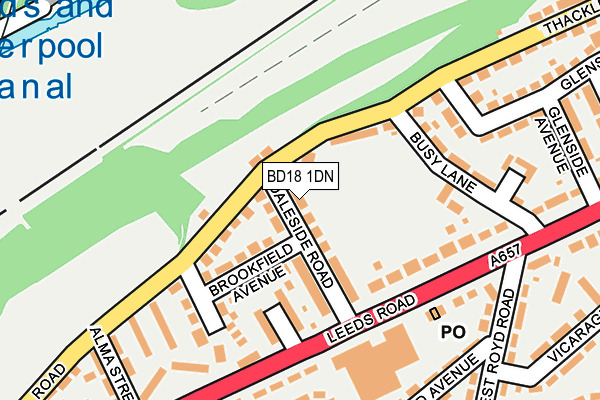 BD18 1DN map - OS OpenMap – Local (Ordnance Survey)