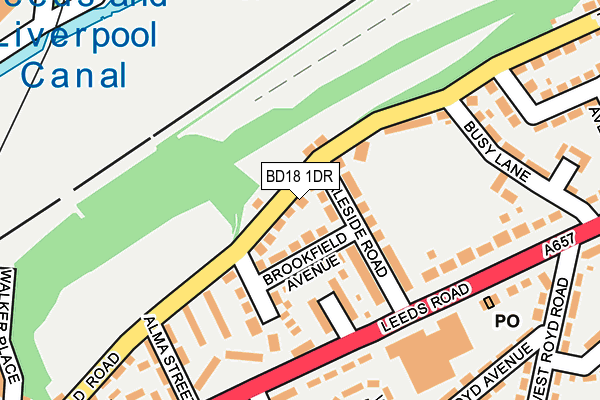 BD18 1DR map - OS OpenMap – Local (Ordnance Survey)