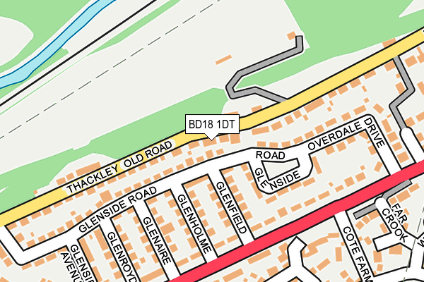 BD18 1DT map - OS OpenMap – Local (Ordnance Survey)