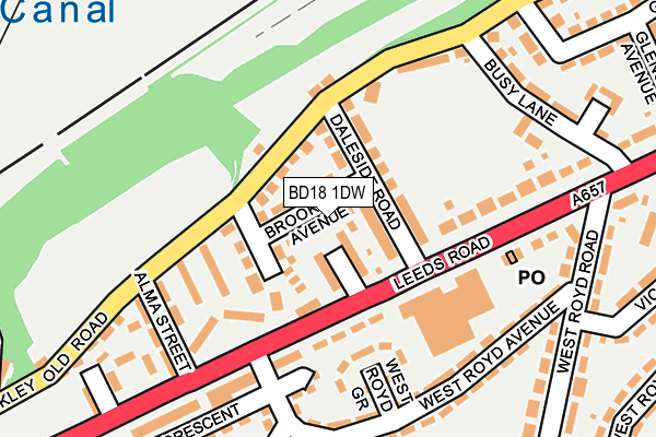 BD18 1DW map - OS OpenMap – Local (Ordnance Survey)