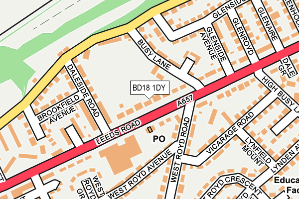BD18 1DY map - OS OpenMap – Local (Ordnance Survey)
