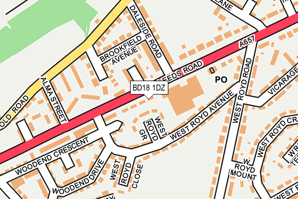 BD18 1DZ map - OS OpenMap – Local (Ordnance Survey)