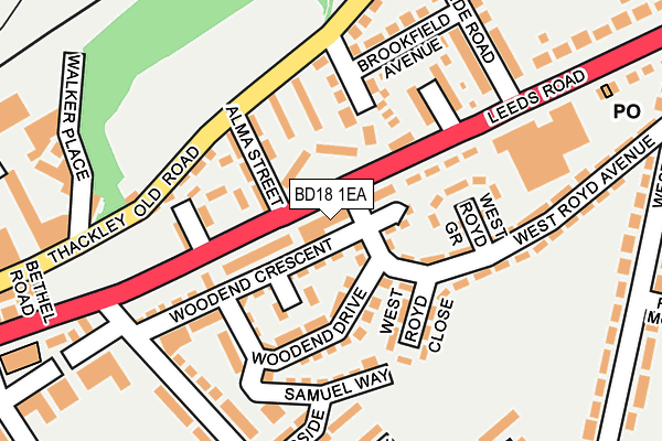 BD18 1EA map - OS OpenMap – Local (Ordnance Survey)