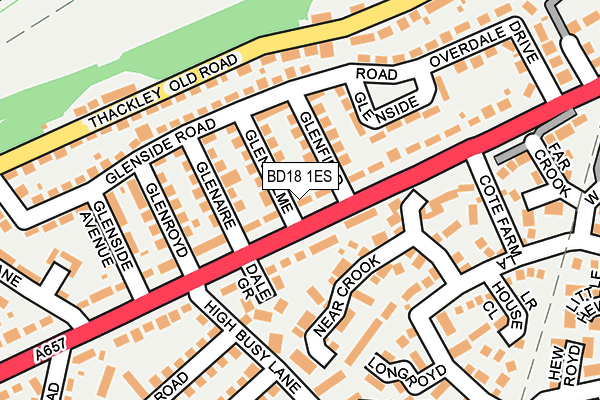 BD18 1ES map - OS OpenMap – Local (Ordnance Survey)