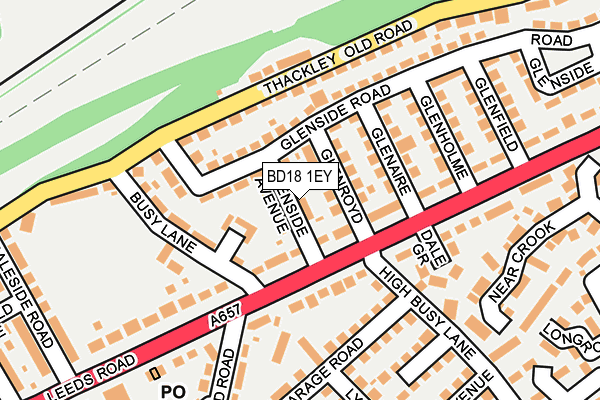 BD18 1EY map - OS OpenMap – Local (Ordnance Survey)
