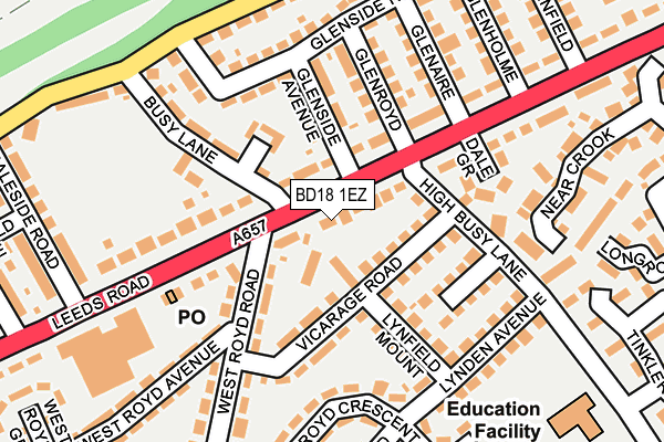 BD18 1EZ map - OS OpenMap – Local (Ordnance Survey)