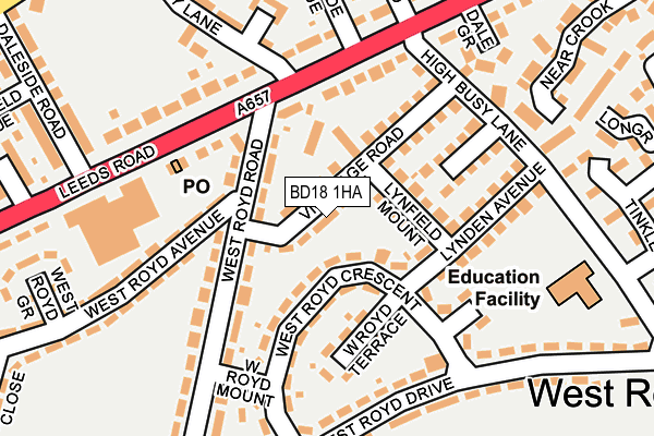 BD18 1HA map - OS OpenMap – Local (Ordnance Survey)