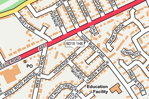 BD18 1HB map - OS OpenMap – Local (Ordnance Survey)