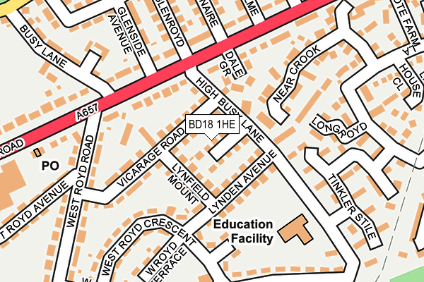 BD18 1HE map - OS OpenMap – Local (Ordnance Survey)