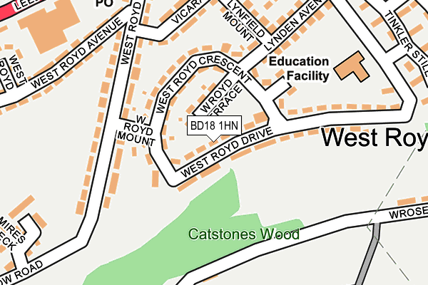 BD18 1HN map - OS OpenMap – Local (Ordnance Survey)