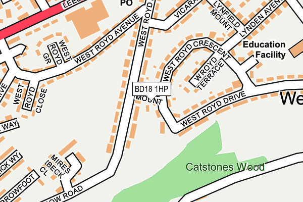 BD18 1HP map - OS OpenMap – Local (Ordnance Survey)