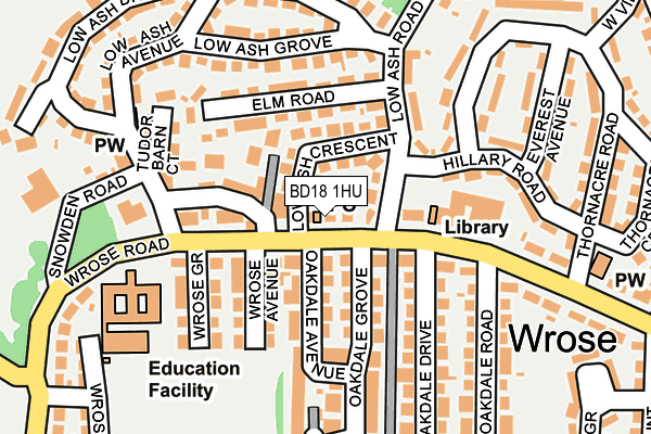 BD18 1HU map - OS OpenMap – Local (Ordnance Survey)