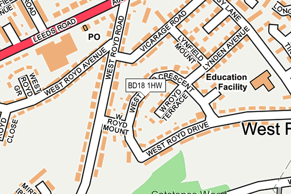 BD18 1HW map - OS OpenMap – Local (Ordnance Survey)